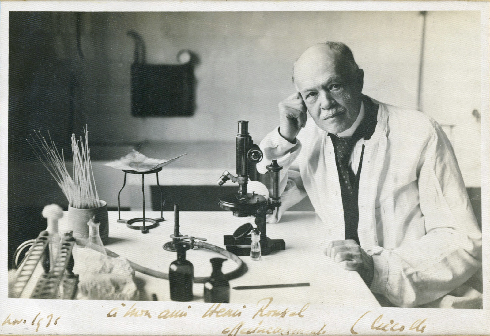 Charles Nicolle at his microscope
