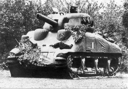 Inflatable dummy Sherman tank used to confuse Germans about Allied unit strength in England.