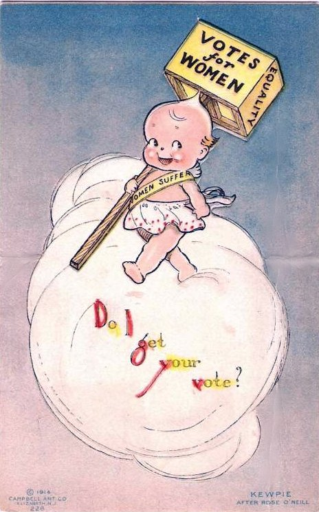 1914 postcard illustration by Rose O'Neill, promoting women's suffrage
