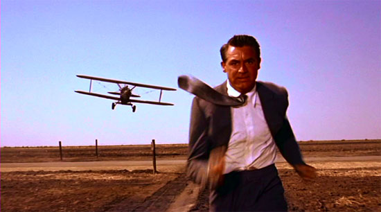 photograph of Cary Grant in North by Northwest's biplane scene