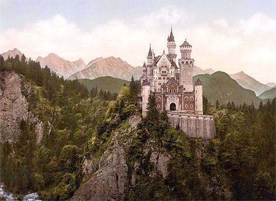 1890’s photocrom print of Neuschwanstein castle