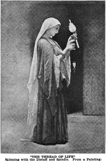 Romanticised image of a woman with her distaff