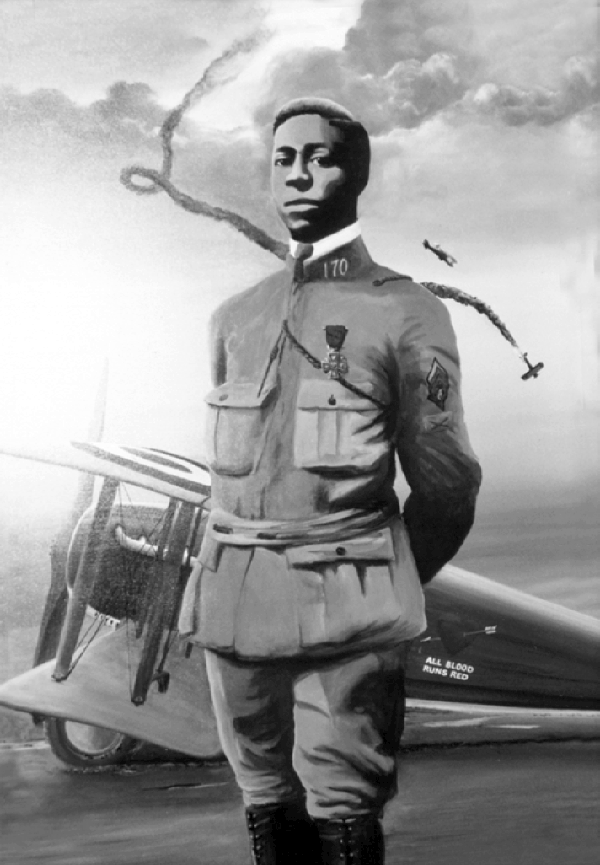 Painting of Eugene Bullard with his SPAD VII