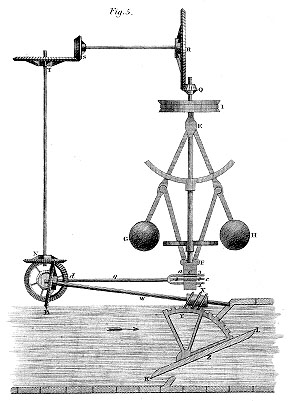 The flyball governor was originally invented by James Watt to control the flow of steam. It is used here to control the flow of water.