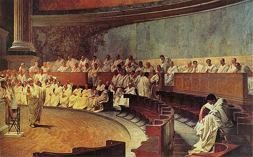 fresco of Cicero denouncing Catiline
