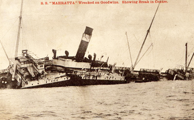 S. S. Mahratta Breaking up on the Goodwin Sands