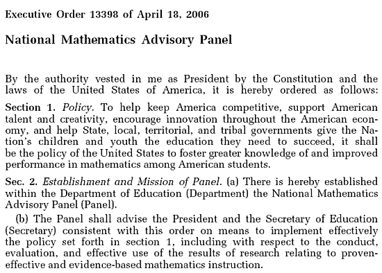 National Mathematics Advisory Panel document
