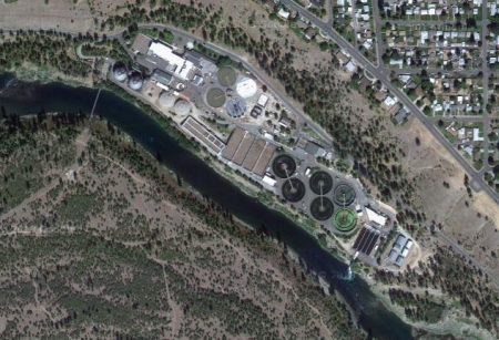 Overhead shot of wastewater plant