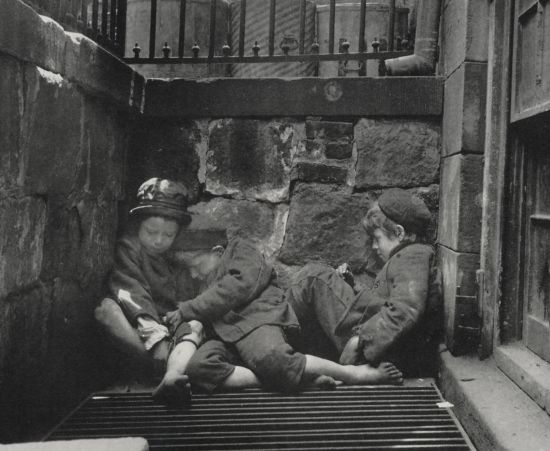 A photo of sleeping homeless children by Jacob Riis