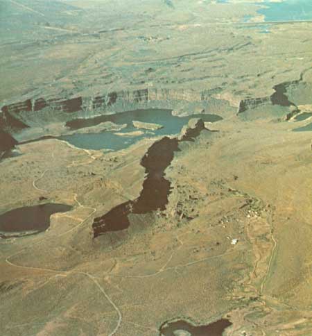 An aerial view of Dry Falls