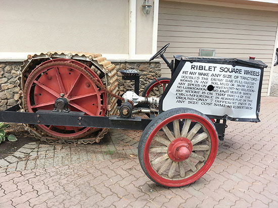 Riblet square wheels sign on a tractor