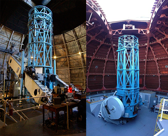 Two telescopes one at 100 inches and one at 60 inches