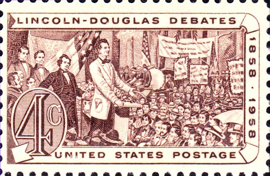 Stamp commemorating the 1958 Lincoln-Douglas Debates