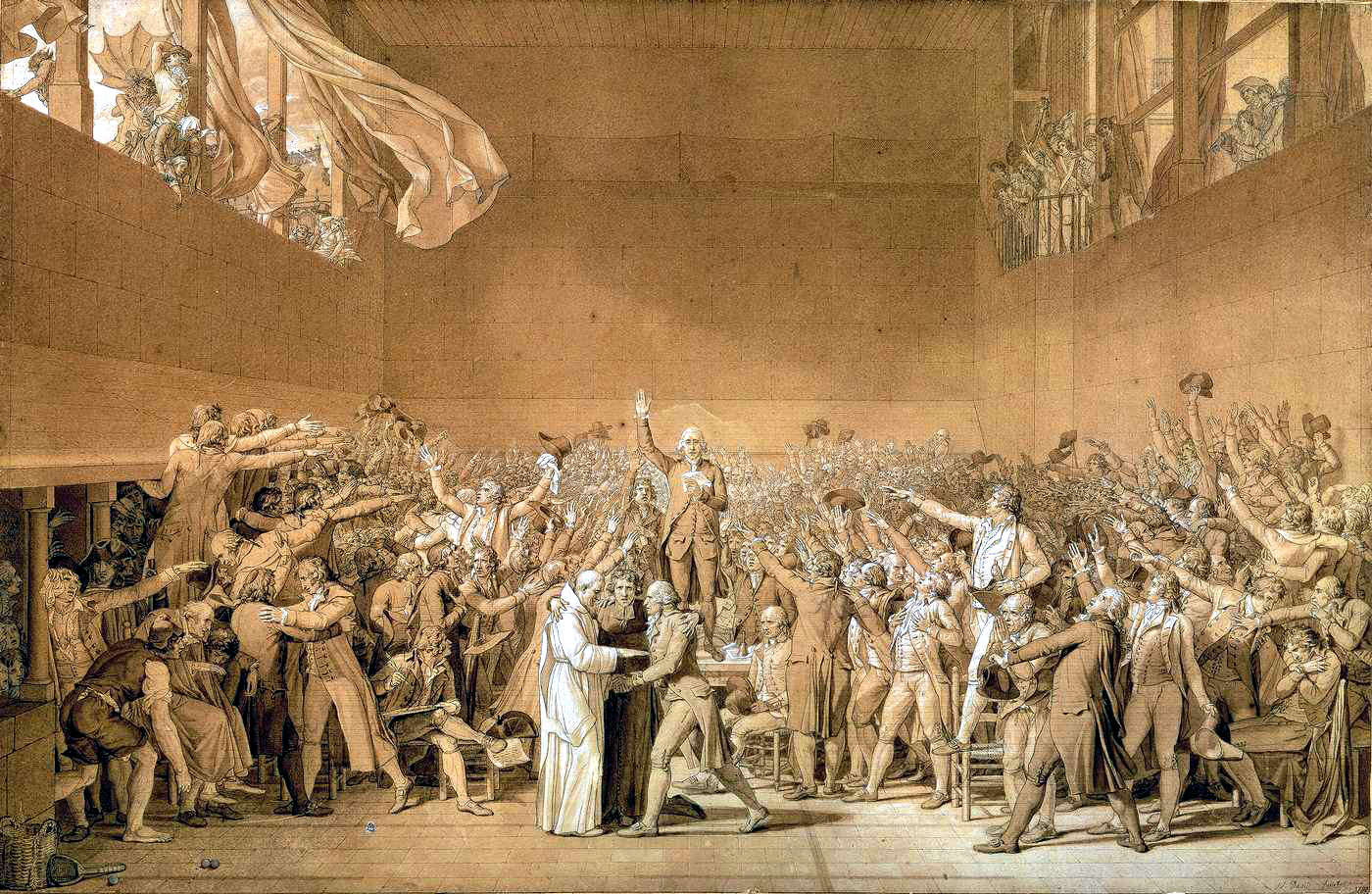 Depiction of the French Revolution's Pivotal Tennis Court Oath
