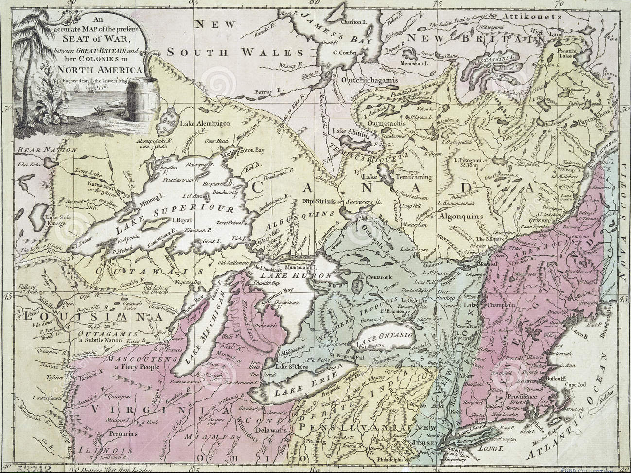 There were other colonies besides the thirteen, as shown in this 1776 map.