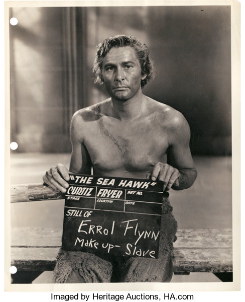 Studio test photo of Errol Flynn on set of The Sea Hawk, 1940 (courtesy of Warner Bros. and Heritage Auctions)