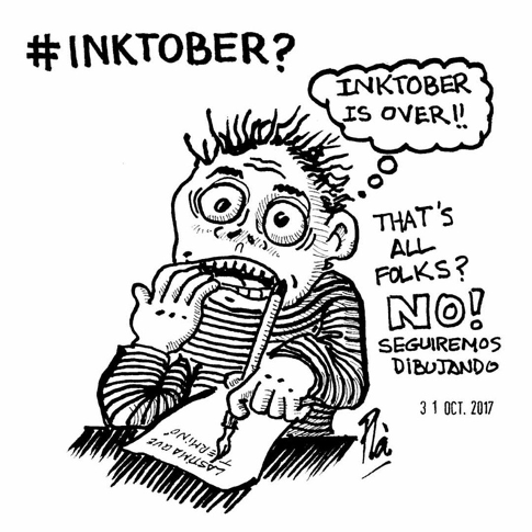 A drawing for #Inktober, an annual art challenge.  'Inktober is over' by Fotero is licensed under CC BY-NC 2.0
