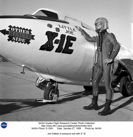 Joe Walker in pressure suit with the X-1E