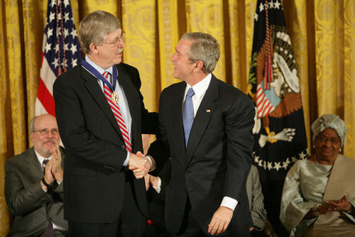 Francis Collins receiving the Presidential Medal of Freedom