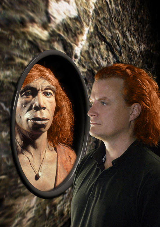 human and Neanderthals mirror image