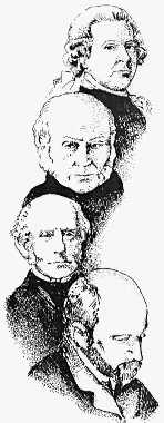 Drawing of four generations of the Adams family