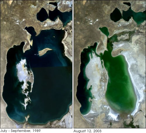 14-year shrinkage of the Aral Sea