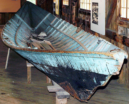 Maine logger's bateau, front view