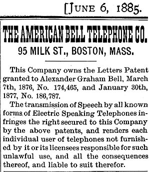 Bell Telephone Co. notice