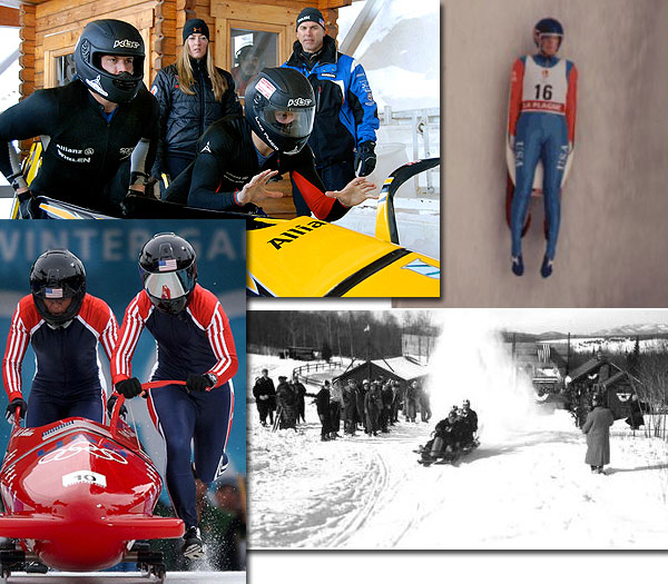 luge and bobsledding collage
