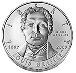 Image of Braille commemorative coin (obverse)