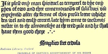 Typical examples of Caxton's typography