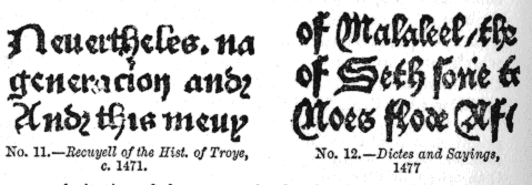 Typical examples of Caxton's typography