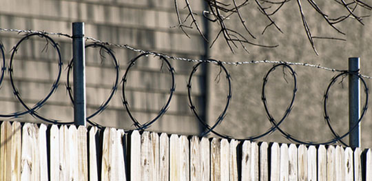 Concertina wire fence topping