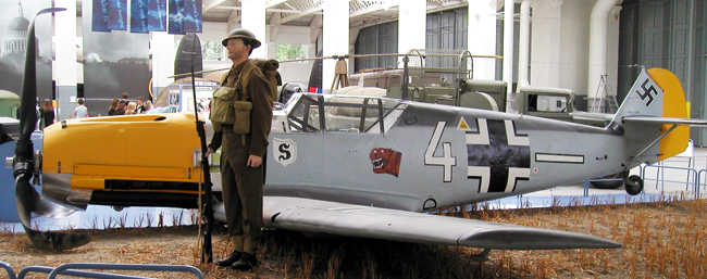 A downed ME-109 display at the Duxford Air Museum
