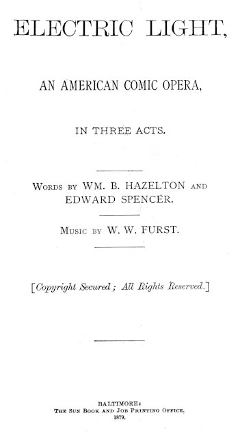 Title page of the comic opera