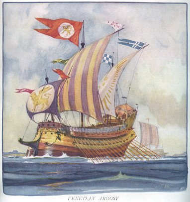 image of a Venetian Galleas from The Story of the Ship, 1919.