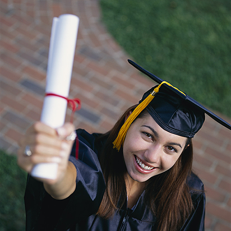 girl holding diploma picture