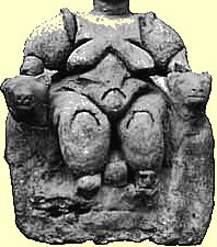 Most famous of the many Çatalhöyük "Goddess" images.