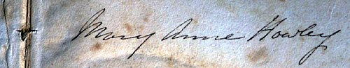 Mary Anne Howley's signature
