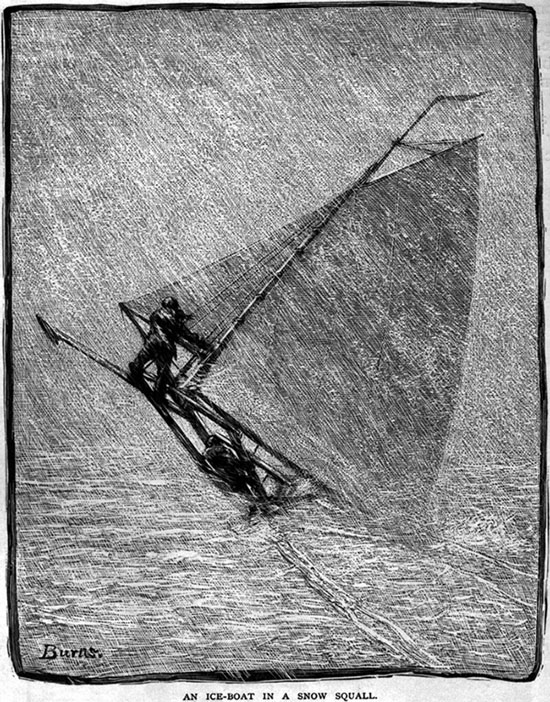Iceboat in a snow squall