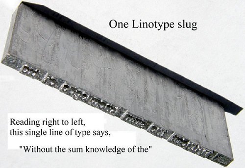 A Linotype slug