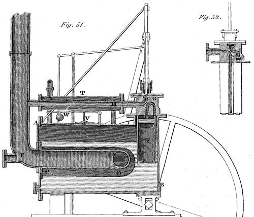 Also from the 1836 edition: An early marine engine and steam boiler.