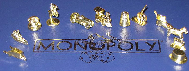 The traditional Monopoly game player's tokens