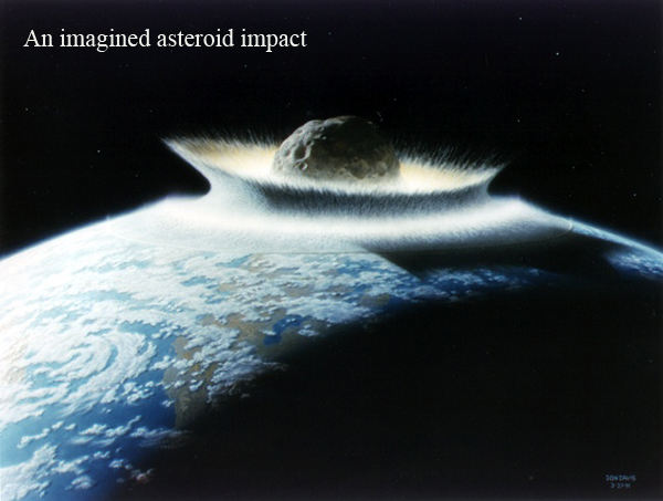 NASA conceptual image of an asteroid impact with earth