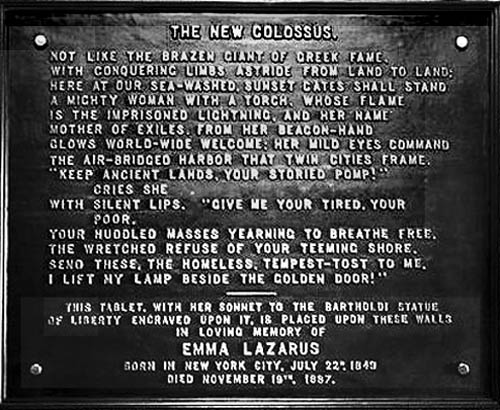 The New Colossus plaque