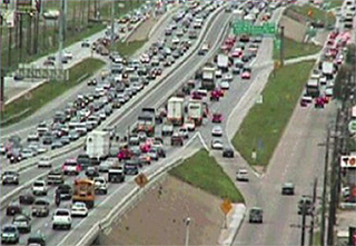 Katy Freeway traffic of bumper-to-bumper traffic prior to reconstruction