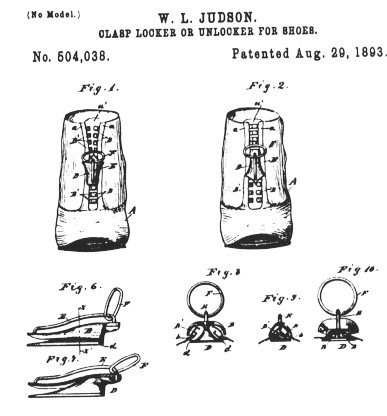Judson's original 1893 clasp-unlocker patent for opening and closing shoes.