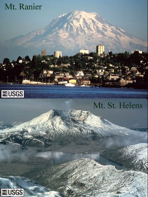 Mt. Ranier and Mt. St. Helens