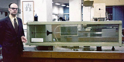 Reynolds original apparatus for demonstrating the onset of turbulence being operated by the author at the University of Manchester in 1975