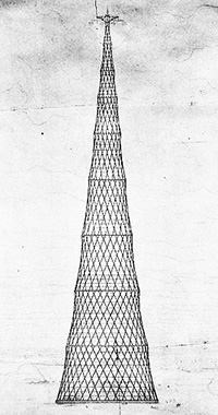 Shukhov's original hyperboloid radio tower design